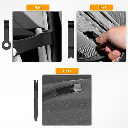 GOOACC 8PCS Auto Trim Scratch Removal Tool | Car Audio Dash Panel Window Molding Fastener Remover Tool Kit-Black - color: Black, size: 8PCS Trim Removal