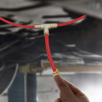 Hromee Push to Connect Union Tee Fittings, 1/4 Inch OD Tube Adapter for Air Spring Suspension Line Service Kit - size: Tee Fittings