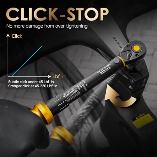 YIYEIE Upgrade 1/4" Drive Torque Wrench, 10-230 in.lb (1.1-26 Nm) | Small Inch Pound Torque Wrench for Bike, MTB, Bicycle & Motorcycle, ±3% High Accuracy, with Easy-to-Use Locking Ring - size: 1/4″ 1 PC