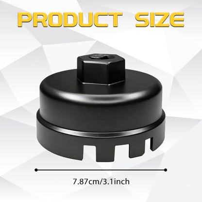 64mm Oil Filter Wrench for Toyota Oil Filter Socket Wrench Set Heavy Duty 14 Flute Cap Style Removal Tool for Toyota 4 Runner RAV4 Highlander Lexus Camry Tundra Sienna Fits 2.5-5.7L Engine(Black)