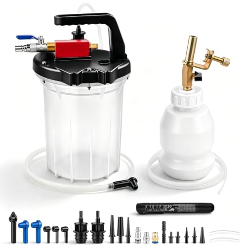3L Vacuum Brake Bleeder Pump Kit, 1L Refilling Bottle & Adapters for Automotive Bleeding, One-Person Operation Brake Bleeder Kit