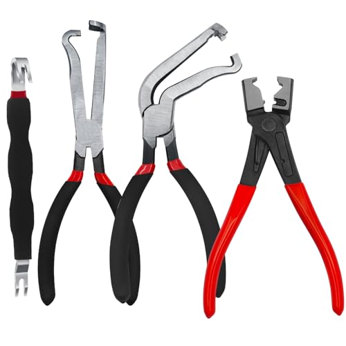 4PCS Electrical Disconnect Pliers, Electrical Connector Separator | Auto Pliers, Hose Clam, Terminal Removal, Fuel Line Disconnect, Connector Removal Tool, ‌Electrical Plug Pliers‌ Tool‌ Kit - size: 4Pcs（Black & Red）