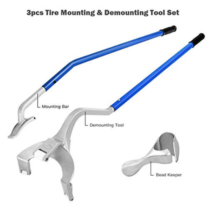 Goplus Tire Changer, 17.5" to 24" Steel Tire Mount Demount Tool Kit, Tubeless Truck Bead Breaker Manual Tire Changing Tools (Blue)