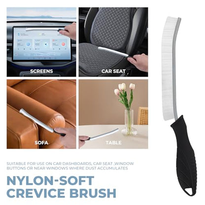 TQRR Cleaning Brush Set 3 Pcs with Soft Bristle and Hard Bristle Crevice | Grout Brush, Auto Vent Cleaning, Wheel Cleaning, Cleaning tool for Kitchen and House Use, Sinks, Shower, Tile, Toilet, Window