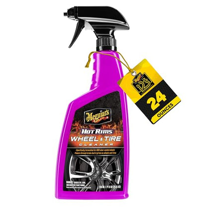 Meguiar's Hot Rims Wheel & Tire Cleaner, Tire Cleaner Spray, Powers Through Brake Dust And Road Grime; Use On Wheels Sidewalls On Cars, Trucks & Suvs For Tire Shine - 24 Oz Spray Bottle