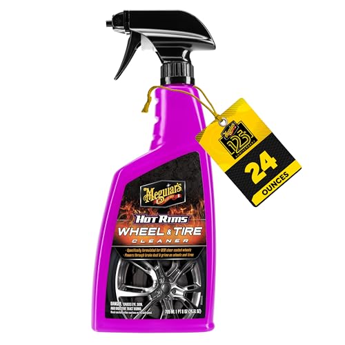 Meguiar's Hot Rims Wheel & Tire Cleaner, Tire Cleaner Spray, Powers Through Brake Dust And Road Grime; Use On Wheels Sidewalls On Cars, Trucks & Suvs For Tire Shine - 24 Oz Spray Bottle