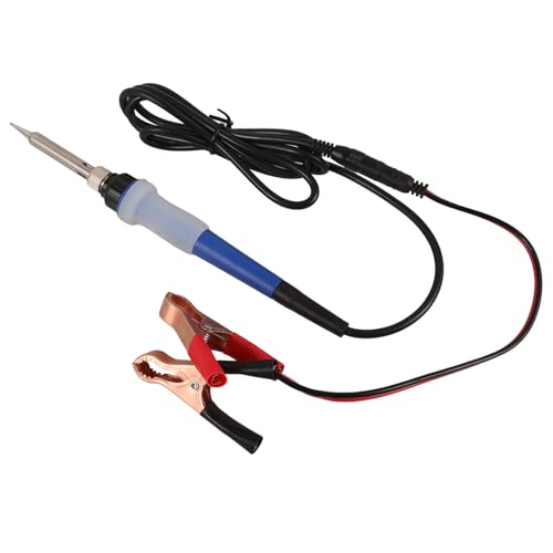 Electric Soldering Iron Kit with Clips for Vehicle Dc12v-24v Cars, High-efficiency Design and Consistent Temperature, Rubber and Ceramic Core Material, for Welding Repair Tasks