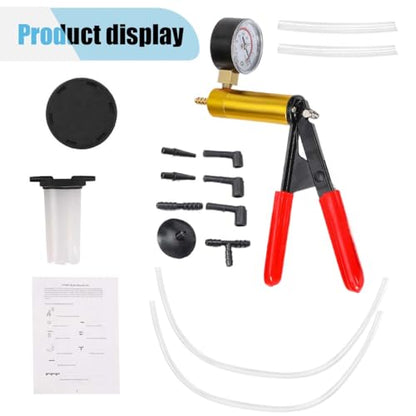 LAINLOY 2 in 1 Brake Bleeder Kit, Brake and Clutch Bleeding System, Brake Fluid Bleeder Kit with Adapters, Handheld Vacuum Pump, Protected Case, Car Vacuum Pump Test Set for Most Cars