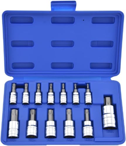 NEIKO 10073A Tamper Proof Torx Bit Socket Set |13-Piece | S2 Steel Bits & Cr-V Steel Sockets | TT8 – TT60 - size: 13 Piece, style: TP Torx