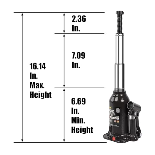 Torin ATH80402XB-1 Double Ram Welded Bottle Jack for Car Auto Repair and House Lift, 4 Ton (8,000 LBs) Capacity - size: 10 Ton（220，000 lbs）