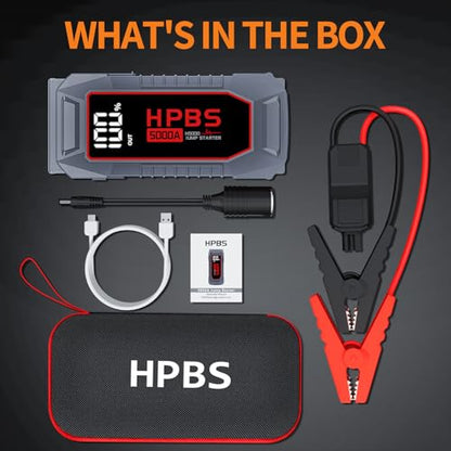 Car Jump Starter - 5000A Peak Jump Starter Battery Pack with DC for Up to All Gas and 10.0 L Diesel Engines, 12V Portable Battery Jump Starter with 3.0" LCD Display - color: Grey