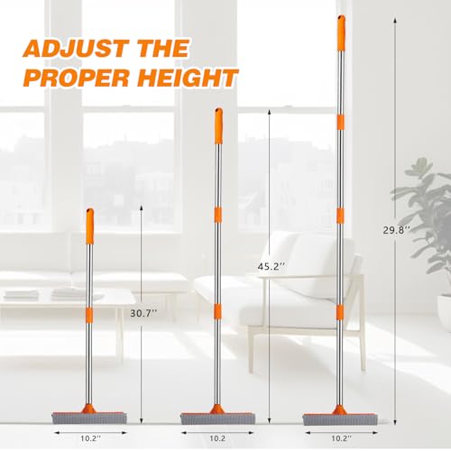 2-in-1 Adjustable Window Squeegee with Extendable Stainless Steel Pole, 30.7 inch-55 inch Height for Glass, Shower, Car Windshield and Glass Surface Cleaning