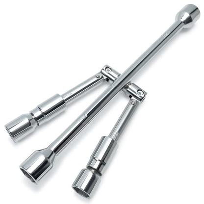 TONDA 4 Way Lug Wrench, Foldable Cross Tire Iron Lug Nut Wrench, Multi Size Chrome Plated Carbon Steel - style: Foldable