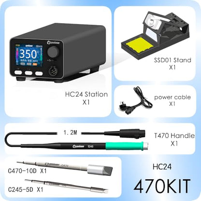 HC24 400W Heavy-duty soldering station Metal body compatible with 115/210/245/470/T12 soldering tip color curve display soldering rework station