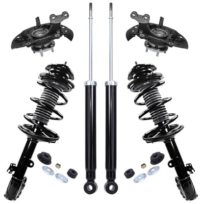 Detroit Axle - AWD Front Steering Knuckles and Wheel Hub Bearings Struts and Coil Spring Rear Shock Absorbers Replacement for 2011-2014 Toyota Sienna - size: 6AQU47785/ strut shock sway kit