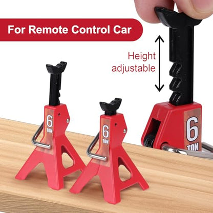 2-Pack RC Car Scale Jack Stands Metal 6 Ton Repairing Tool for 1/10 RC Crawler Truck TRX-4 Trx4 Axial SCX10 Wraith Gelande Tamiya CC01 RC4WD D90