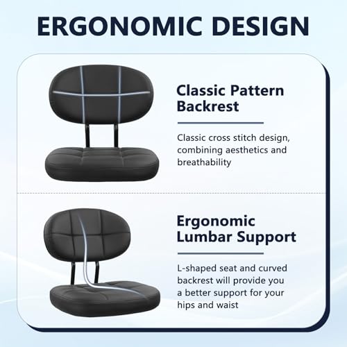 KLASIKA Drafting Stool with Backrest, Tall Adjustable Height Office Chair, PU Leather Swivel Rolling Stool with Footrest & Wheels for Standing Desk, Bar, Salon, Spa, Lab, Counter, Home, Black，1PK - color: Black With Backrest, size: 1PK