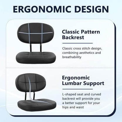 KLASIKA Drafting Stool with Backrest, Tall Adjustable Height Office Chair, PU Leather Swivel Rolling Stool with Footrest & Wheels for Standing Desk, Bar, Salon, Spa, Lab, Counter, Home, Black，4PK - color: Black With Backrest, size: 4PK