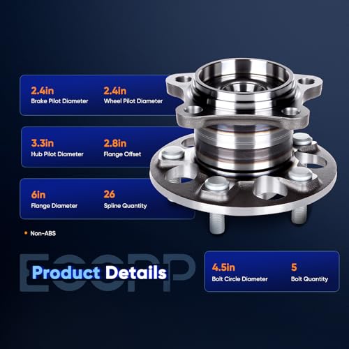 ECCPP 2-Piece 512284 Wheel Hub Bearing for Toyota Venza 2009-2016 | for Lexus RX350 2007-2009 5 lugs Pre-Greased Sealed - size: 512284*2