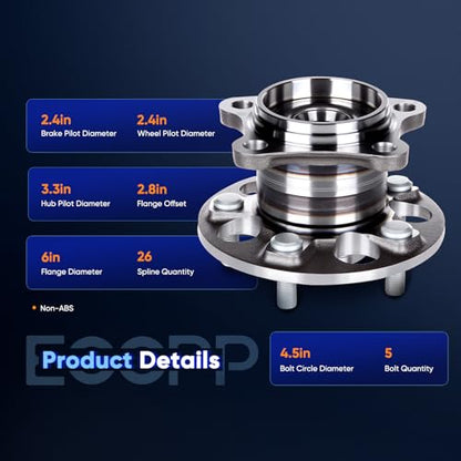 ECCPP 2-Piece 512284 Wheel Hub Bearing for Toyota Venza 2009-2016 | for Lexus RX350 2007-2009 5 lugs Pre-Greased Sealed - size: 512284*2