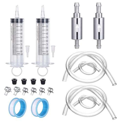 2 Pack Brake Bleeder Kit,Hydraulic Disc Clutch Bleeding Kit 2pcs 100ML Syringes 2pcs 50cm Hoses with One Way Check Valve for Hydraulic System Bleeding, Motorcycle ATV Quad System