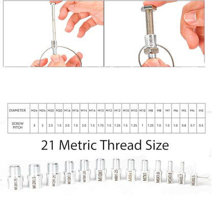 Nut and Bolt Thread Checker, Bolt Size Finder, 45 Male/Female Thread Gauges (24 Inch & 21 Metric) Thread Checker Standard and Metric, Bolts and Nut Identifier Gauge - size: 45 Gauges (24 Inch & 21 Metric)