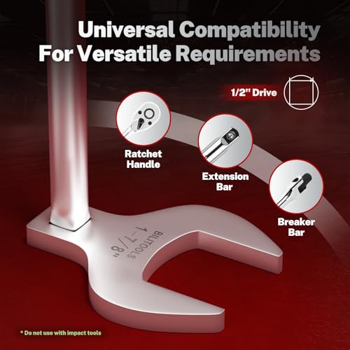 BILITOOLS 14PCS 1/2" Drive Jumbo Crows Foot Wrench Set, SAE | Big Crowfoot Wrench Set (1-1/16"-2") SAE. CR-V Steel, Mirror Chrome Finish. Fits 1/2" Drive Ratchets. - style: Sae, 1-1/16" - 2"