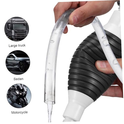UKCOCO Manual Gasoline Transfer Pump with Stainless Steel Clamp Hose and Check Valve Portable Liquid Siphon Kit for Oil Water Fuel Extraction Plastic and Construction No Battery Needed