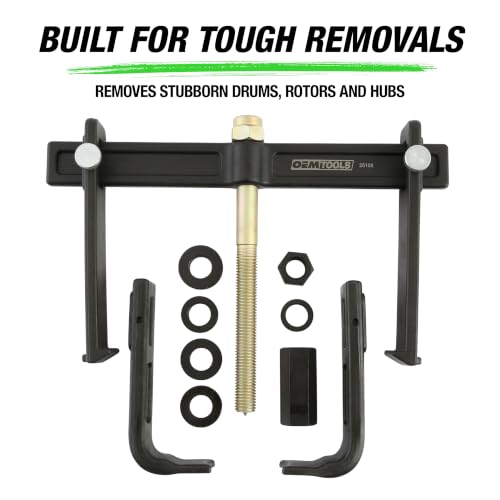 OEMTOOLS 25106 Brake Drum Puller and Rotor Removal Tool, 12-3/4 In Jaw Spread, Impact Wrench Compatible, 7-Ton Pulling Force, Not for Oversized Brake Drums or Drums Without Outer Lip
