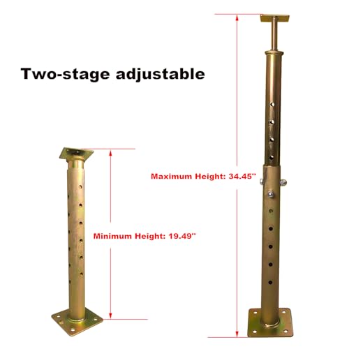 4 Pack House Floor Joist Support Jack 19.5"-34.5" Adjustable for Leveling | Screw Jack Post Pole, for Lifting Home Foundation Basement Crawl Space Beam, Galvanized - size: 19.5-34.5 inch