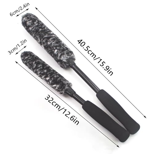 Bendable Wheel Cleaner Brush, Soft Rim Cleaning Brush, Non-Slip Long Handle, for Wheels, Rims, Small Slots & Brake Dust Crevices(Medium) - size: Medium