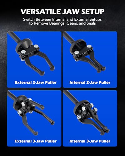 OMT 22pc Slide Hammer Puller Set, Axle Bearing Hub & Seal Remover Kit | Front and Rear Axle Shaft Hub Bearing Seal Remover Set with 1" to 2-7/8" ID Adapters 2-Jaw 3-Jaw Yokes
