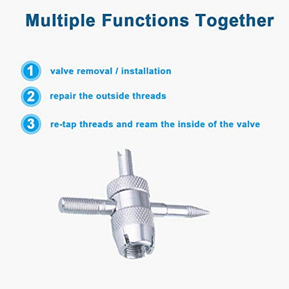 Riseuvo 64Pcs Tire Valve Stem Removal Tool Kit for Cars, Trucks and Bikes | Includes 40Pcs Valve Cores, 20Pcs Valve Caps, 4-Way Valve Tool, Valve Core Remover Tool, Tire Repair Schrader Valve Tool