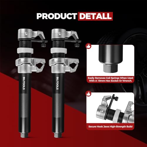 BILITOOLS 2-Piece Coil Spring Compressor Tool, Max Load.2645LB | Heavy Duty Macpherson Strut Spring Compression Set, with Safety Jaws and Holder
