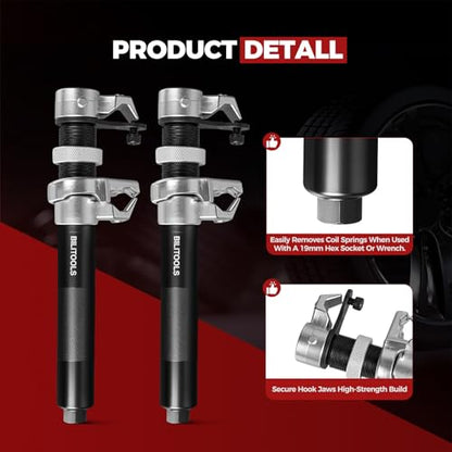 BILITOOLS 2-Piece Coil Spring Compressor Tool, Max Load.2645LB | Heavy Duty Macpherson Strut Spring Compression Set, with Safety Jaws and Holder