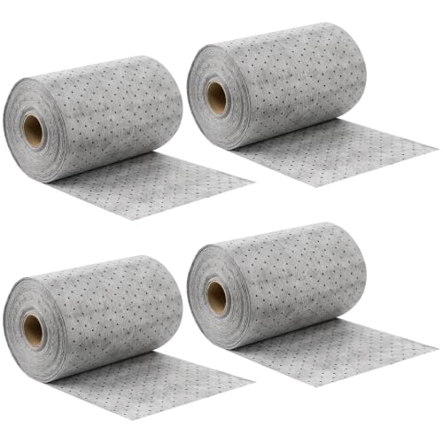 Oil Absorbent Pads Roll, 6 oz Oil Absorbent Mat 15" x 50' 4 Roll | Heavy Duty Oil and Water Absorbent Pads, Oil Cleanup Absorbers for Leaks & Drips, Spill Mat for Industrial Garage Workshop - color: Gray-4 Rolls, size: 15" W x 50' L, 6 OZ