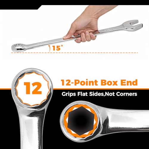 Der Erwachte Large Wrench Set with Rolling Pouch, SAE, 6-Piece, 15/16″, 1″, 1-1/16″, 1-1/8″, 1-3/16″, 1-1/4″, 12 Point, Chrome Vanadium Steel - size: 6 Piece Sae 23.81-31.75mm