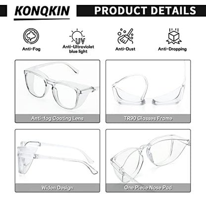 Safety glasses Goggles Nurses Protective Eyewear - Anti Fog Square Frame Stylish Clear Glasses for Women Men - color: B11-pink Purple
