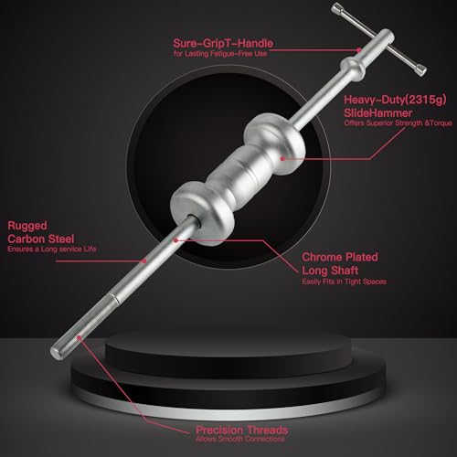 9 Way Slide Hammer Puller Set, 5.1lb Heavy Duty, Front Wheel Hub Bearing Remover & Rear Wheel Axle Hub Dent Shaft Puller Tool Kit - size: 9 Way