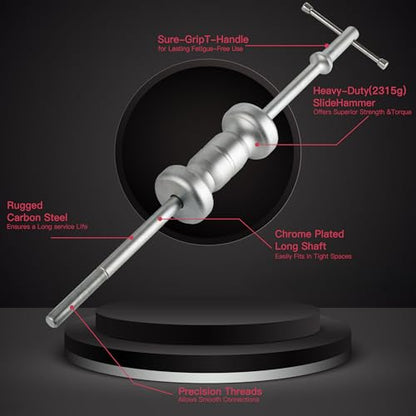 9 Way Slide Hammer Puller Set, 5.1lb Heavy Duty, Front Wheel Hub Bearing Remover & Rear Wheel Axle Hub Dent Shaft Puller Tool Kit - size: 9 Way