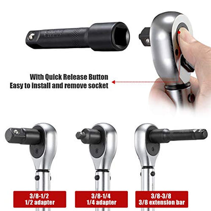 3/8-Inch Drive Click Torque Wrench (10-100 ft.-lb./15-135Nm) Dual-Direction Adjustable Torque Wrench Set - size: 3/8" Drive 10-100 ft.-lb/15-135 Nm