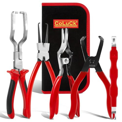 5PCS Electrical Disconnect Pliers & Fuel Line Disconnect Tool Set, Hose Removal Plier, 30 Degree Push Pin Pliers, Electrical Terminal Connector Separator Removal Tool Electrical Disconnect Tool - color: Electrical Disconnect Fuel Line Pliers Set 4pcs