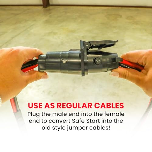 Safe Start Jumper Cable | Heavy Duty Jumper Cables for Trucks, SUV | Self Rescue Car Jump Starter | Quick Connect, Built-in Lights, Portable | Prioritizing Safety | 6 Gauge Wire, 12 Ft. - size: 7-Pin Easy Cables