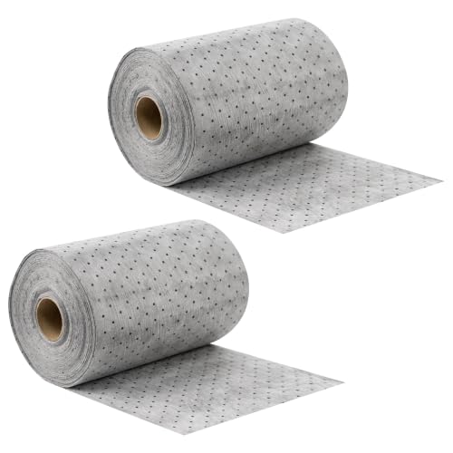 Oil Absorbent Pads Roll, 6 oz Oil Absorbent Mat 15" x 50' 2 Roll | Heavy Duty Oil and Water Absorbent Pads, Oil Cleanup Absorbers for Leaks & Drips, Spill Mat for Industrial Garage Workshop - color: Gray-2 Rolls, size: 15" W x 50' L, 6 OZ