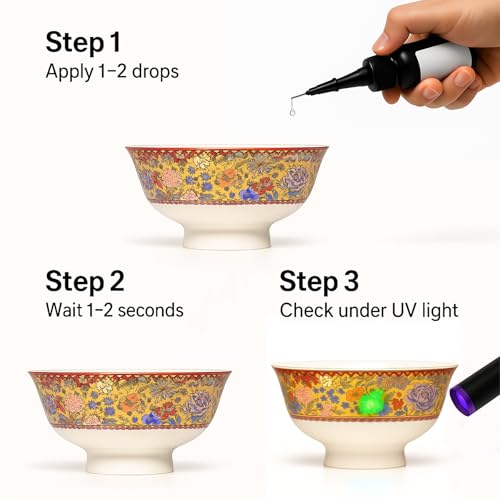Lead Test Kit for Paint, Ceramics, Dishes & Toys, Home Lead Detection | 1-Second Lead Testing with Test Liquid, Non-Lead Reference Card, UV Gloves, Fast Free Lab Verification for Added Confidence - style: Single Bottle – Dropper