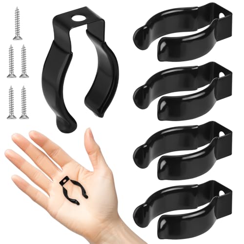 5 Pack Spring Clip Broom Clip with Screws for 3/4-1 1/8 Inch Diameter Black Manganese U Shape Steel Clips Holder Bracket for Tools Rakes and Flashlight Pipe Tool Holder Wall Garage Garden - size: 3/4-1 1/8 Inch