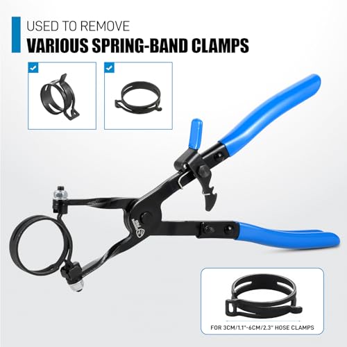 SMOTIVEPRO 11 Inch Hose Clamp Plier, Hose Clamp Tool with Locking Assist & Swivel Flat Band for Removal and Installation Spring Hose Clamps - size: 11in Hose Clamp Plier