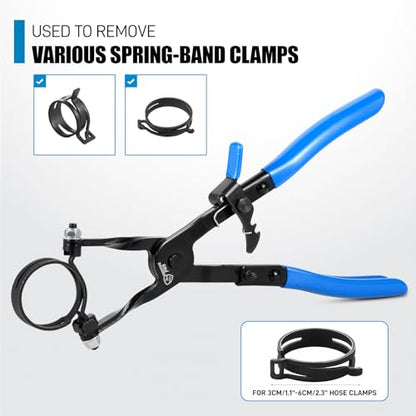SMOTIVEPRO 11 Inch Hose Clamp Plier, Hose Clamp Tool with Locking Assist & Swivel Flat Band for Removal and Installation Spring Hose Clamps - size: 11in Hose Clamp Plier