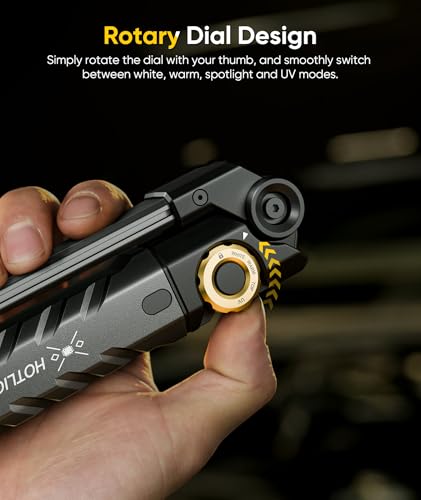 HOTLIGH ZF7885 5000mAh Rechargeable Work Light - 1500 LM Magnetic Flashlight, 4 Mode Mechanic Light with 395nm UV Lighting for Auto Repair, Outdoor Tasks, Fathers Day, Gifts for Men