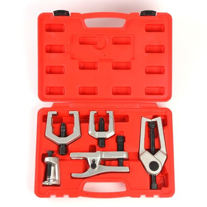 Yonligonju 5pc Ball Joint Separator, Splitter Removal Kit, Ball Joint Removal Tool Set Pitman Arm Puller, Tie Rod End Tool Set for Front End Service(red) - color: red